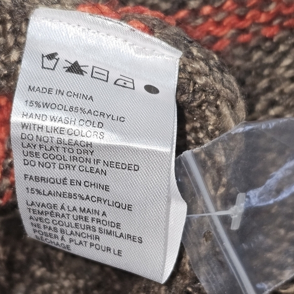 Boho stripe knit fringe open cardigan wool blend size oversized medium - Picture 9 of 9